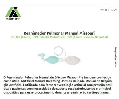 Imagem de Reanimador Pulmonar Manual Missouri De Silicone