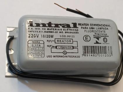 Imagem de Reator convencional para 1 lampada fluorescente de até 20w 220v