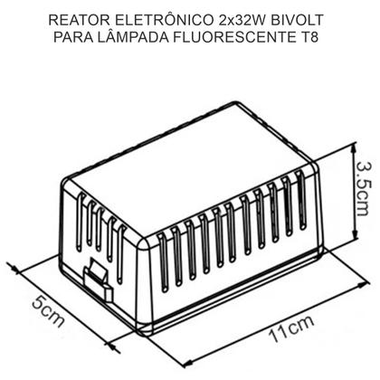 Imagem de Reator Eletrônico 2x32w Lâmpada Fluorescente T8 Bivolt