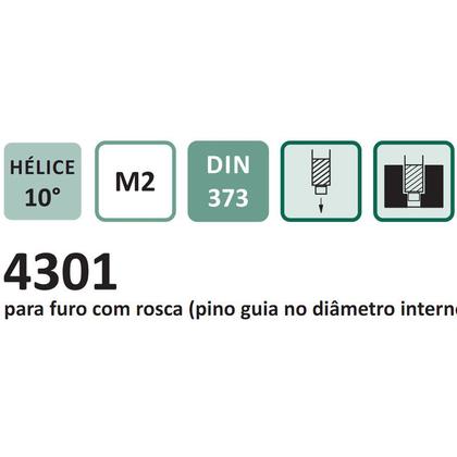 Imagem de Rebaixador Com Pino Guia Fixo - M 8 - Med. 15 mm x 6,8 mm - Haste Cilíndrica, Corte à Direita, DIN 373 - Aço Rápido HSS (M2) - Cód. 4301- INDAÇO