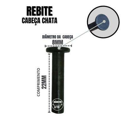 Imagem de Rebite Rebater 3/16 x 7/8" Ferro Maciço Cabeça Chata - 5 Kg