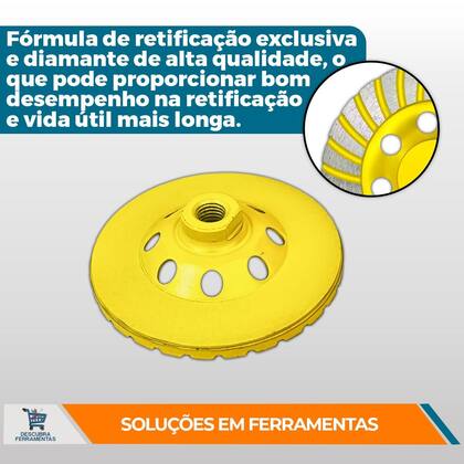 Imagem de Rebolo Diamantado MRD Menegotti 115MM Rosca M14 Disco Para Desbaste De Concreto Granito E Pedra Composição Aço Carbono Diamantado Construção Civil