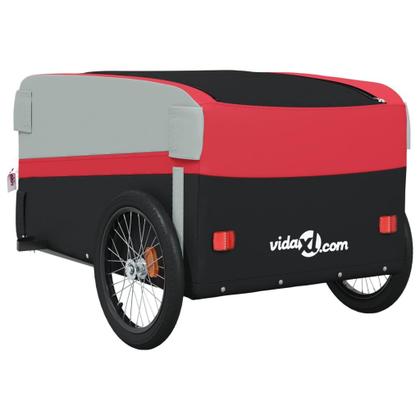 Imagem de Reboque de bicicleta vidaXL Preto/Vermelho Iron Cargo com capacidade de 45 kg