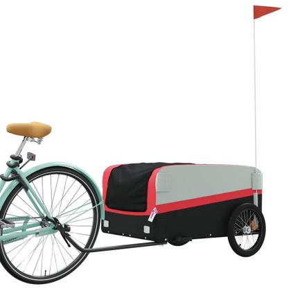 Imagem de Reboque de bicicleta vidaXL Preto/Vermelho Iron Cargo com capacidade de 45 kg