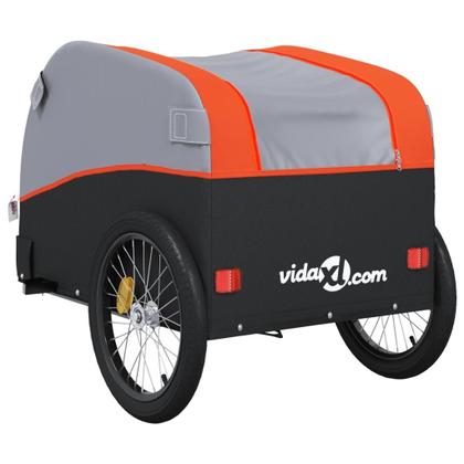 Imagem de Reboque de bicicleta vidaXL Transport Trolley 45 kg Ferro Preto/Laranja