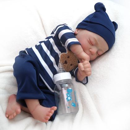 Imagem de Reborn de Silicone Realista Brastoy Original Boneca Pode Dar Banho Kit Conjunto de Roupa Chupeta Mamadeira e Pelúcia