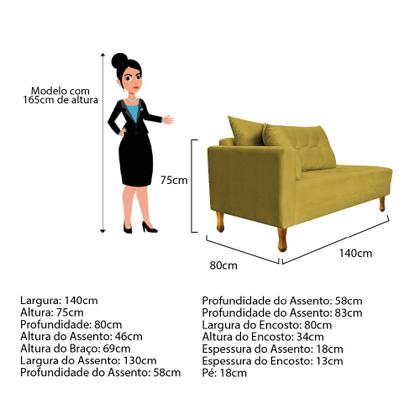 Imagem de Recamier Azura 140cm com Almofada Lado Direito Suede - Amarena Móveis