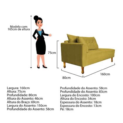 Imagem de Recamier Azura 160 cm com Almofada Lado Esquerdo Suede - ADJ Decor