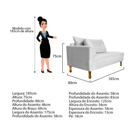 Imagem de Recamier Azura 185cm com Almofada Lado Esquerdo Suede - Amarena Móveis