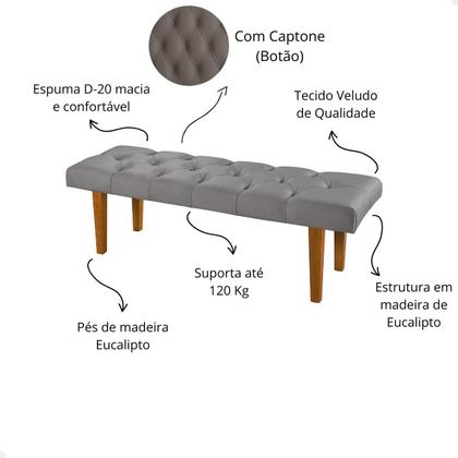 Imagem de Recamier Banco Puff Para Quarto 90 cm Solteiro Sala Cama Box Decorativo Pés de Madeira Tecido Veludo