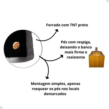 Imagem de Recamier Banco Puff Para Quarto 90 cm Solteiro Sala Cama Box Decorativo Pés de Madeira Tecido Veludo