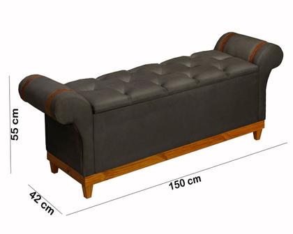 Imagem de Recamier Baú Banco Divã Luxo Atenas 1,50m Para Quarto E Sala Moderno Closet Sapateira