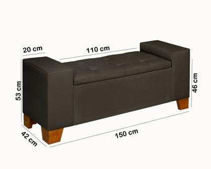 Imagem de Recamier Baú Berlin 150 cm Sapateira Quarto Puff Closet Nicho Organizador Cama Decoração Banco Elegante Brinquedo Calçadeira Roupas Enxoval