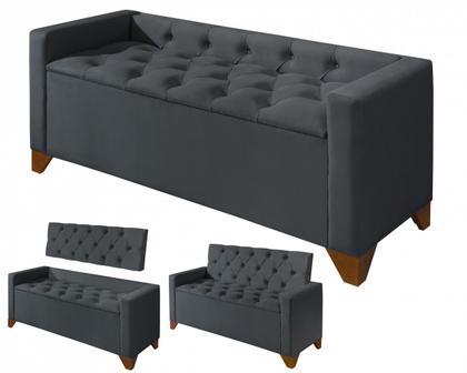 Imagem de Recamier Baú Califórnia 130 cm Sapateira Quarto Puff Closet Nicho Organizador Cama Decoração Banco Elegante Brinquedo Calçadeira Roupas Enxoval