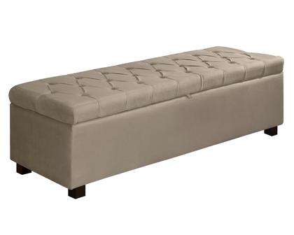 Imagem de Recamier Baú Divã Sara 135cm P/ Cama Casal Sapateira Pés de Madeira