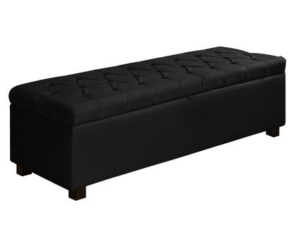Imagem de Recamier Baú Divã Sara 155cm P/ Cama Queen Sapateira Pés de Madeira
