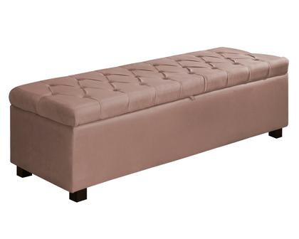 Imagem de Recamier Baú Divã Sara 155cm P/ Cama Queen Sapateira Pés de Madeira