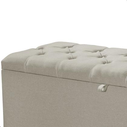 Imagem de Recamier Baú Dubai Linho Palha Queen 1,50m Estofado Base Madeira