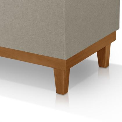 Imagem de Recamier Baú Dubai Linho Palha Queen 1,50m Estofado Base Madeira