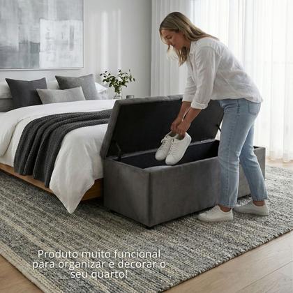Imagem de Recamier Baú Estofado Minimalista Moderno Calçadeira Sapateira Sala Quarto Armazenamento Solteiro