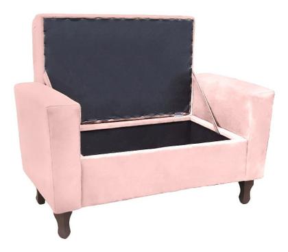 Imagem de Recamier Baú Félix 1mt Suede Rosa Bebe