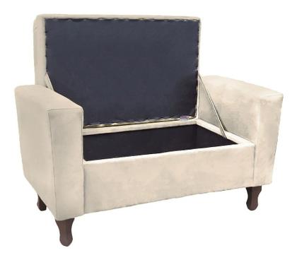 Imagem de Recamier Baú Félix 90cm Linho Bege - Dominic Decor