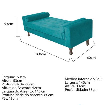 Imagem de Recamier Baú Félix Queen 160 cm Suede - Doce Sonho Móveis