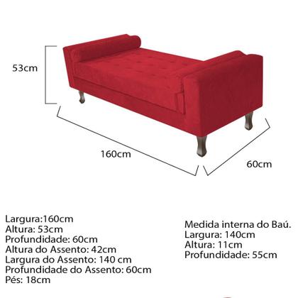 Imagem de Recamier Baú Félix Queen Size 160 cm Suede - Amarena Móveis
