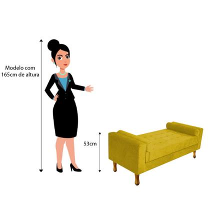 Imagem de Recamier Baú Félix Solteiro 100cm Suede Amarelo - Doce Sonho Móveis
