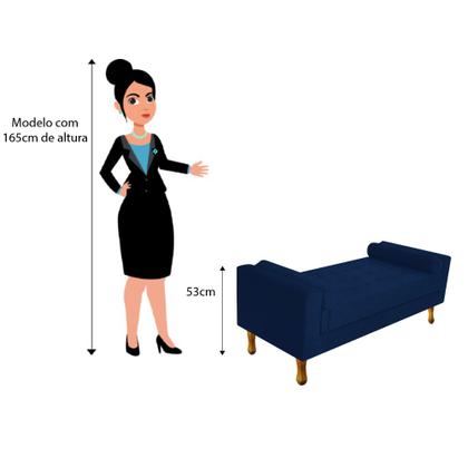 Imagem de Recamier Baú Félix Solteiro 100cm Suede Azul Marinho - Doce Sonho Móveis