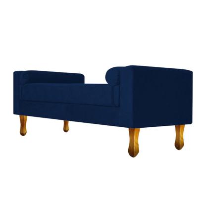 Imagem de Recamier Baú Félix Solteiro 100cm Suede Azul Marinho - Doce Sonho Móveis