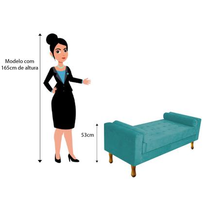 Imagem de Recamier Baú Félix Solteiro 100cm Suede Azul Turquesa - Doce Sonho Móveis