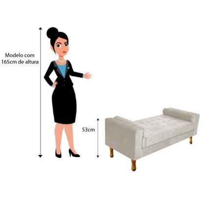 Imagem de Recamier Baú Félix Solteiro 100cm Suede Bege - Doce Sonho Móveis