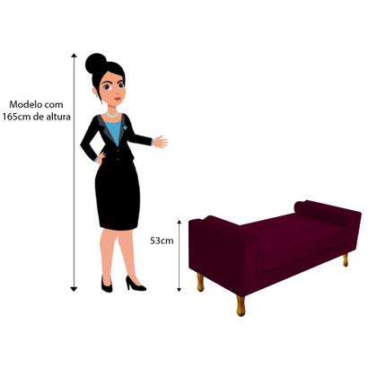 Imagem de Recamier Baú Félix Solteiro 100cm Suede Bordô - Doce Sonho Móveis