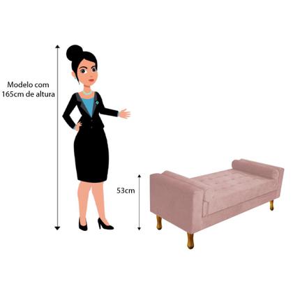 Imagem de Recamier Baú Félix Solteiro 100cm Suede Rosê - Doce Sonho Móveis
