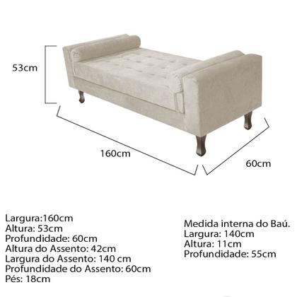 Imagem de Recamier Baú Félix Solteiro 160 cm Suede - Doce Sonho Móveis