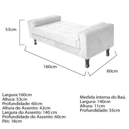 Imagem de Recamier Baú Félix Solteiro 160 cm Suede - Doce Sonho Móveis