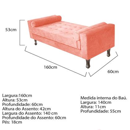Imagem de Recamier Baú Félix Solteiro 160 cm Suede - Doce Sonho Móveis