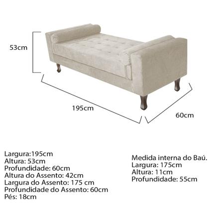Imagem de Recamier Baú Félix Solteiro 195 cm Suede - Doce Sonho Móveis