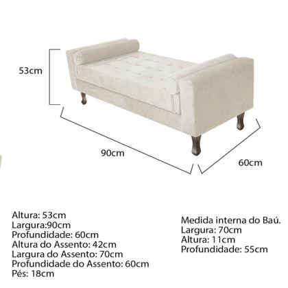 Imagem de Recamier Baú Félix Solteiro 90 cm Sintético - Amarena Móveis