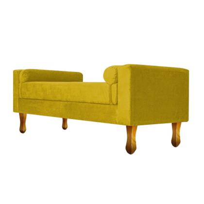 Imagem de Recamier Baú Félix Solteiro 90cm Suede Amarelo - Doce Sonho Móveis