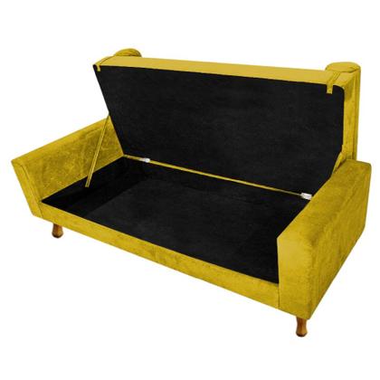 Imagem de Recamier Baú Félix Solteiro 90cm Suede Amarelo - Doce Sonho Móveis