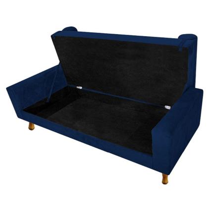 Imagem de Recamier Baú Félix Solteiro 90cm Suede Azul Marinho - Doce Sonho Móveis