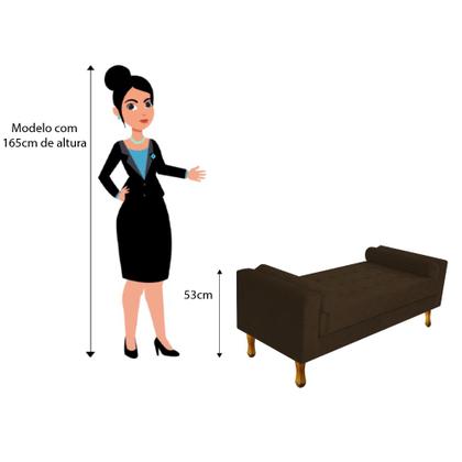 Imagem de Recamier Baú Félix Solteiro 90cm Suede Marrom - Doce Sonho Móveis