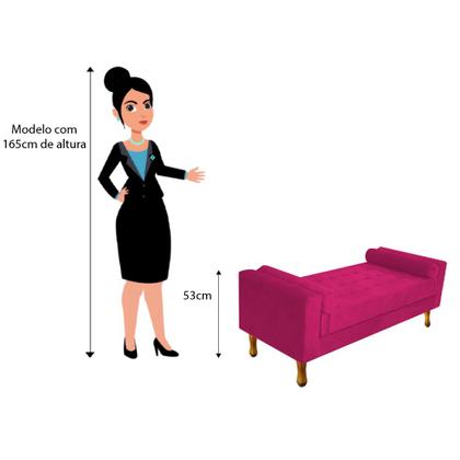 Imagem de Recamier Baú Félix Solteiro 90cm Suede Pink - Doce Sonho Móveis