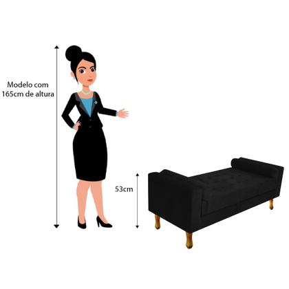 Imagem de Recamier Baú Félix Solteiro 90cm Suede Preto - Doce Sonho Móveis