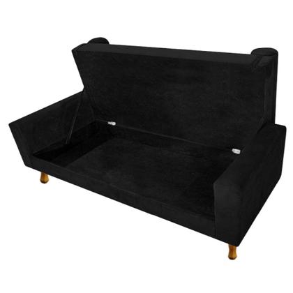 Imagem de Recamier Baú Félix Solteiro 90cm Suede Preto - Doce Sonho Móveis