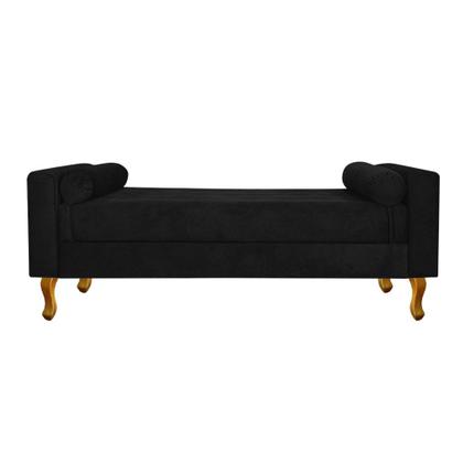Imagem de Recamier Baú Félix Solteiro 90cm Suede Preto - Doce Sonho Móveis