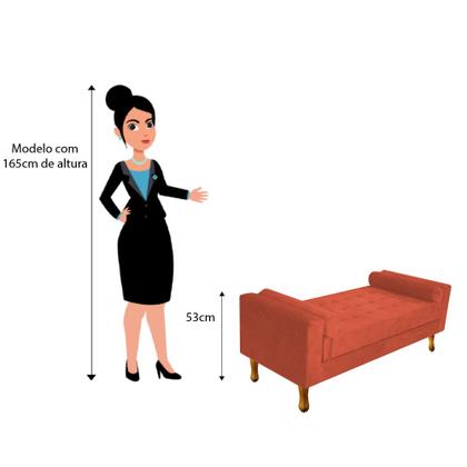 Imagem de Recamier Baú Félix Solteiro 90cm Suede Terracota - Doce Sonho Móveis