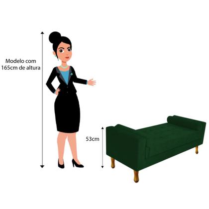 Imagem de Recamier Baú Félix Solteiro 90cm Suede Verde - Doce Sonho Móveis